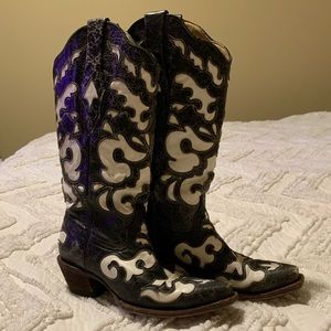 Corral Black and White Western Boots